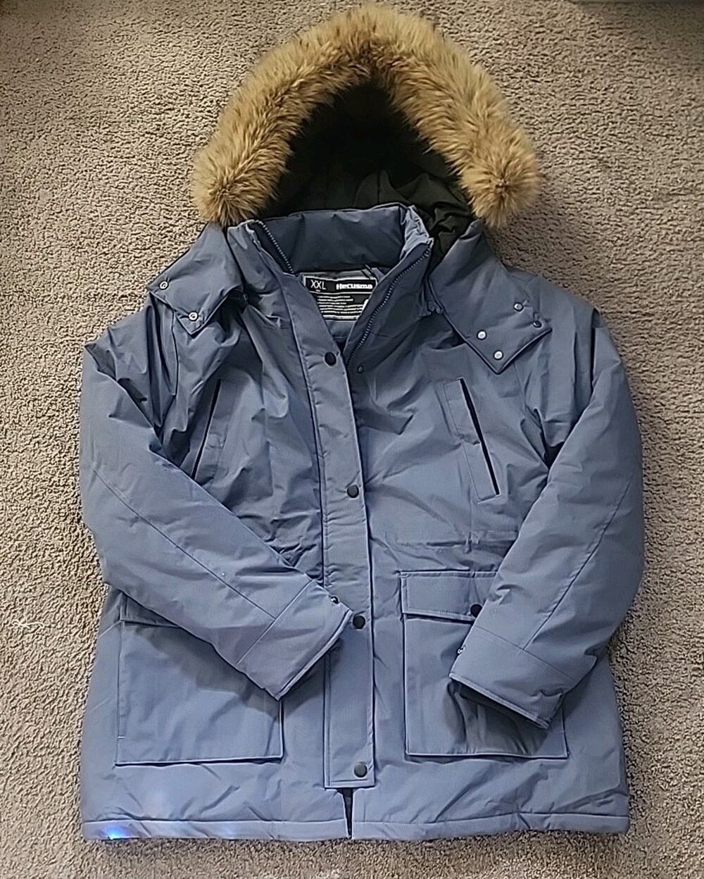 NEW XXL Hecusma BLUE Heated Parka Jackets for Women with 18400mAh 12V Battery